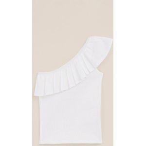 WE Fashion Meisjes one-shoulder top met ribstructuur
