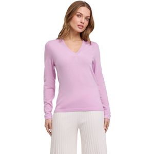 FALKE Basic New Merino V-Neck elegante klassieker wol trui dames roze - maat L