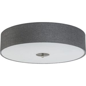 QAZQA drum jute - Moderne Plafondlamp met kap - 4 lichts - Ø 500 mm - Grijs - Woonkamer | Slaapkamer
