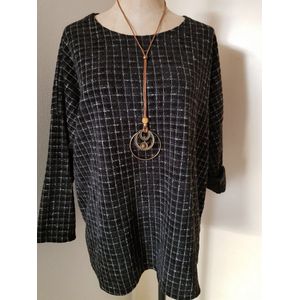 Dames top/trui met ketting zwart One size 38/42
