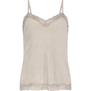 Hunkemöller Dames Nachtmode Cami top Velours Lace - Beige - maat XS