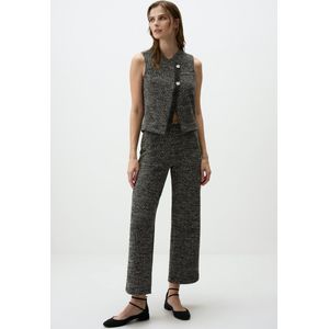 Jimmy Key Comfort Fit Grijze Broek Met Textuur En Wijde Pijpen