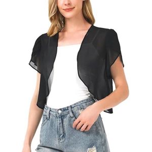 Feestelijke Dames Bolero Korte Mouwen Chiffon Zomerjas voor Avondjurk Transparant Vest
