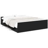 vidaXL - Bedframe - met - lades - bewerkt - hout - zwart - 140x200 - cm