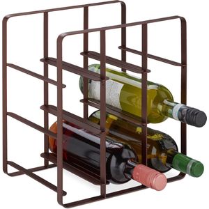 Relaxdays wijnrek voor 9 flessen - wijnflessenrek metaal - moderne wijnfleshouder - keuken