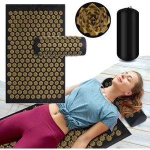 Acupressuur Mat en Kussen Set – Massage Mat met Spikes voor Rug, Nek en Voeten – Pijnverlichting, Stressvermindering en Ontspanning – Kuznetsov Applicator, Yoga & Pilates