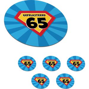 Onderzetters voor glazen - Rond - Jubileum - Superheld - Verjaardag - 10x10 cm - Glasonderzetters - 6 stuks