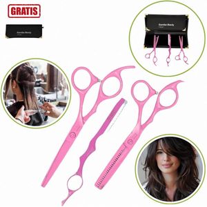 Guardian Beauty - Scharen Set - Roze - Voor Professionele Kappers - Uitdunschaar plus Feather Styling met Gratis Etui