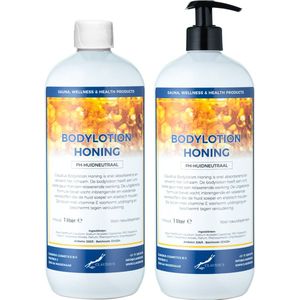 Bodylotion Honing 1 Liter - met gratis pomp - set van 2 stuks
