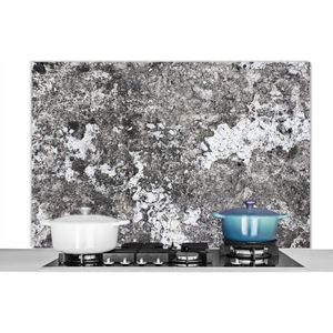 Spatscherm keuken 120x80 cm - Kookplaat achterwand Beton - Wit - Grijs - Cement - Muurbeschermer - Spatwand fornuis - Hoogwaardig aluminium