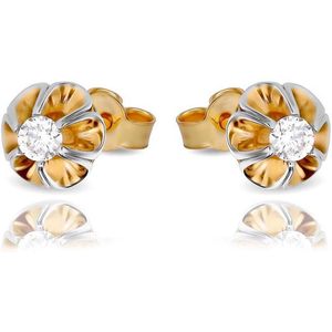 Juwelier Zwartevalk - 14 karaat gouden oorbellen BICOLOR 12.325--