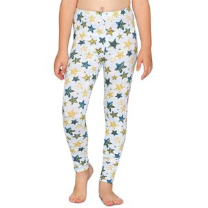Merry Style Meisjes Lange Legging - van Katoenen - Vrijetijdsbroek - Sport - MS-MS10-337-LE-new - Wit/Blauw Gold Sterne - 146
