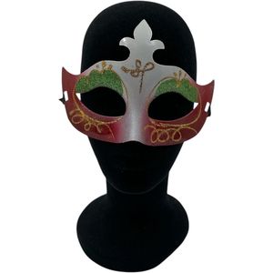 Red and White Masker with Green Lashes