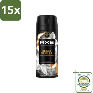 15 x AXE - Deodorant Spray - Black Vanilla - Zoet & Kruidig - Verzorgend - 150 ml - Grootverpakking - Deodorant Spray - AXE - Geur - Zweet - Geurneutraliserend