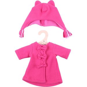 Bigjigs - Poppenkleren - Roze fleece jas & muts - 35cm