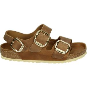 Birkenstock MILANO BIG BUCKLE LEATHER - Dames slippers - Kleur: Cognac - Maat: 39