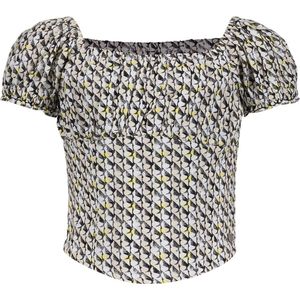 Frankie & Liberty Meisjes blouse - May - Krijt wit / Dusty zand/ Zwart / Honing geel print