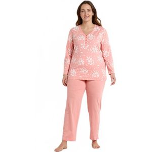 Katoenen V-hals knooppyjama met lange mouwen