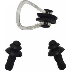 Zwemoordoppen met neusklem Zwart One Size