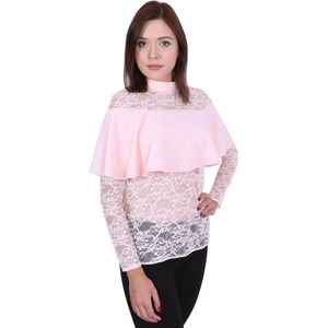 John Zack Zalm kanten blouse met ruches