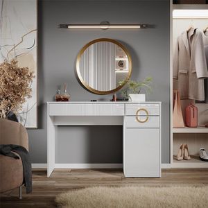 Elegante Adela Deluxe kaptafel, hoogglans witte kaptafel met 3 lades, moderne kaptafel voor de slaapkamer, opbergruimte voor make-up en stijlvolle styling HomeByNicole