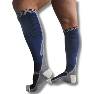 Sandside Steunkousen Compressie Sokken - Compressiekousen - Hardloopsokken - Premium Actief - Donkerblauw - Maat 36-40 S/M -2 Paar