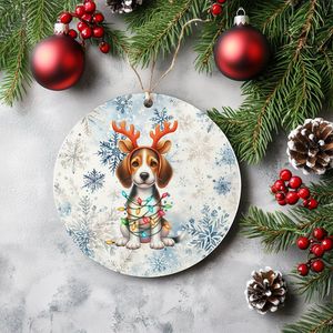 Kerstboom hanger American foxhound - Met Naam - Unieke Kerstdecoratie