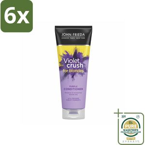 John Frieda – Conditioner – Sheer Blonde Colour Renew Zilver – Neutraliseert gele tonen – 250 ml - Voordeelverpakking - 6 stuks - Blond haar - Grijstint