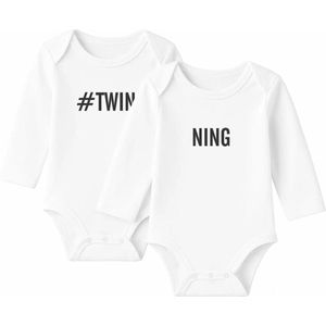 Romper #TWINNING - wit - lange mouw