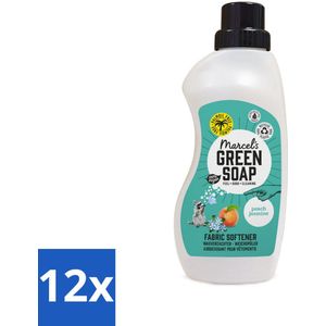Marcel's Green Soap - Wasverzachter - Perzik & Jasmijn - Zachte frisheid - 30 Wasbeurten - 750 ml - Voordeelverpakking - 12 stuks