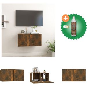vidaXL Tv-meubel hangend 60x30x30 cm bewerkt hout gerookt eikenkleurig - Kast - Inclusief Houtreiniger en verfrisser