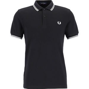 Fred Perry M3600 polo twin tipped shirt - heren polo - Black / White / White - Maat: XL