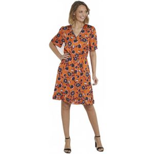 Satijnen bloemenjurk met vlindermouwen