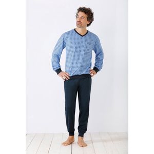 Blauwe comfortabele heren pyjama Hajo - Blauw - Maat - 48