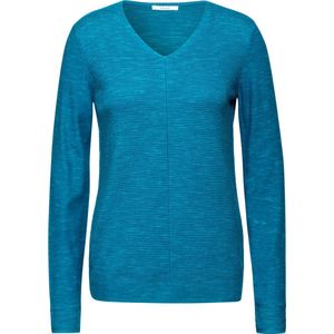 Cecil -Structured v-neck Pullover-Dames Trui-Heather Aqua Melange -maat L