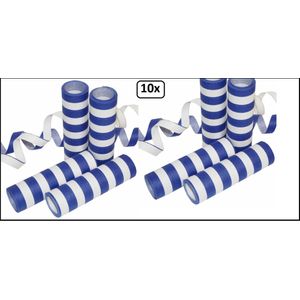 10x Rol Serpentine 4 meter papier blauw/wit - brandvertragend - Carnaval thema feest festival blauw wit Oktoberfest Bierfeest