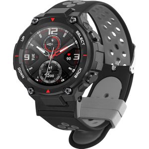 kwmobile horlogebandje geschikt voor Huami Amazfit T-Rex / T-Rex Pro polsband - Smartwatch bandje van TPU - Activity tracker horloge band in zwart / grijs