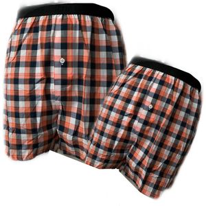 Embrator 2-stuks mannen Boxershorts geweven katoen donkerblauw/oranje 3XL