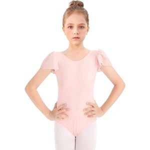 Kinderballetpakje met Pofmouwen in Roze - Maat 140 voor Meisjes van 3-12 Jaar
