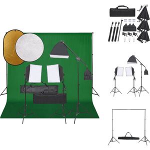 vidaXL Fotostudioset - Lampen 23W - Softboxen 40x40cm - Statieven 78-210cm - Achtergrondset 75-210cm - Draagtas - Reflectoren 5-in-1 en 2-in-1 - Levering bevat 3x fotolamp - vidaXL - Fotostudio Set