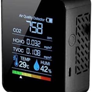 CO₂ Meter - Luchtkwaliteitsmeter - Meet CO₂, Temperatuur en Vochtigheid - LCD Display - Draagbaar en Oplaadbaar