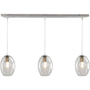 Olucia Giulio - Design Hanglamp - 3L - Metaal/Glas - Chroom;Transparant - Rechthoek