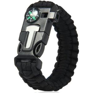 CHPN - Survival-Armband - Paracorn - Armband met kompas - Kampeer armband - 5-in-1 - Magnesium stick - Kompas - Paracord - Zwart - One size