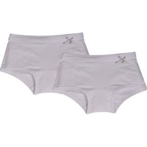 Woody - Meisjes shorty - duopack, wit grijze dots - 10 jaar
