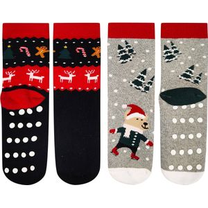 Kerstsokken kinderen 2-pack | Thermo & Anti Slip sokken | Maat 19-22 |19 20 21 22 | Leeftijd 12-24 maanden | Kerst Sokken | Jongens & Meisjes | Pack F