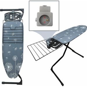 Strijkplank 120 x 42 cm voor stoomstrijkijzer - in hoogte verstelbaar - stabiele strijkplanken met katoenen strijkplankovertrek - 1 stuk.