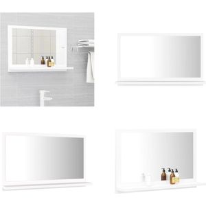 vidaXL Badkamerspiegel 60x10-5x37 cm bewerkt hout wit - Spiegel - Spiegels - Badkamerspiegel - Badkamerspiegels