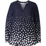 MIAMODA - Dames - Blouse Regular Fit stippenverloop lange mouwen - Zwart - Maat 42