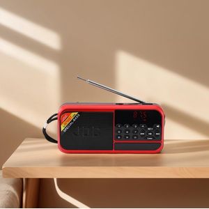 Rode digitale FM-radio met Bluetooth - Draagbare speaker - Geschikt voor senioren - Ondersteunt TF-kaart en USB-interface - Eenvoudige bediening en helder display