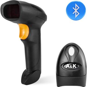 A&K Draadloze Bluetooth Barcode en QR Code Scanner - USB Handscanner 1D & 2D Lezer - Universeel en Snel - Zwart